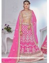 Hot Pink Lace Work Net Lehenga Choli