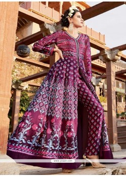 Satin Print Work Party Wear Kurti