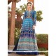 Blue Satin Floor Length Anarkali Suit