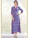 Multi Colour Print Work Rayon Party Wear Kurti