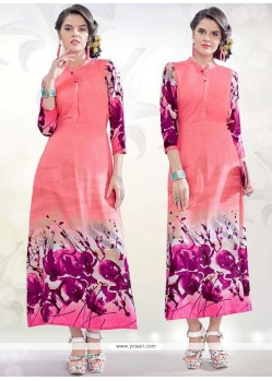 Print Work Multi Colour Rayon Party Wear Kurti