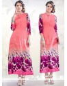 Print Work Multi Colour Rayon Party Wear Kurti