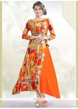 Multi Colour Print Work Party Wear Kurti