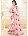 Patch Border Work Pink Classic Designer Saree