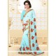 Fancy Fabric Blue Embroidered Work Classic Saree