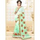 Fancy Fabric Sea Green Patch Border Work Saree