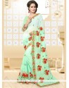 Fancy Fabric Sea Green Patch Border Work Saree