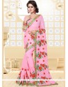 Embroidered Work Pink Classic Designer Saree