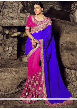 Art Silk Patch Border Work Half N Half Saree