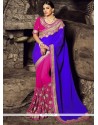 Art Silk Patch Border Work Half N Half Saree