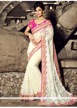 Net White Classic Designer Saree