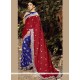 Satin Blue And Maroon Designer Half N Half Saree