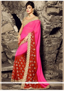 Faux Chiffon Embroidered Work Designer Saree