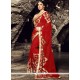 Faux Chiffon Maroon Patch Border Work Classic Designer Saree