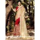 Beige And Red Embroidered Work Half N Half Designer Saree