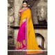 Hot Pink And Yellow Art Silk Designer Half N Half Saree