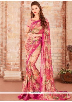 Faux Georgette Multi Colour Print Work Printed Saree