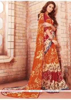 Faux Georgette Multi Colour Print Work Printed Saree