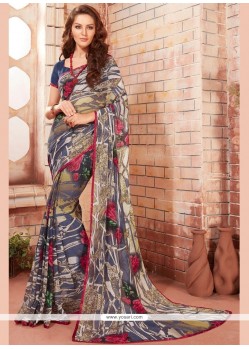 Print Work Faux Georgette Printed Saree