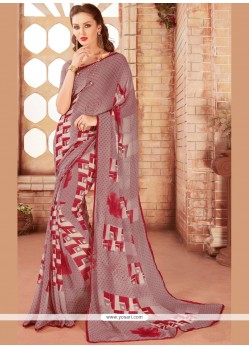 Print Work Multi Colour Faux Georgette Printed Saree