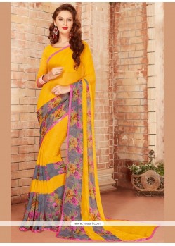 Print Work Faux Georgette Printed Saree