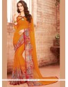 Multi Colour Print Work Faux Georgette Printed Saree