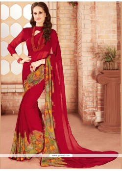 Print Work Faux Georgette Printed Saree