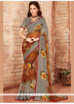 Faux Georgette Print Work Printed Saree