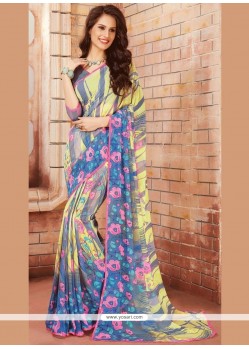 Faux Georgette Multi Colour Printed Saree