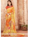 Multi Colour Print Work Faux Georgette Printed Saree