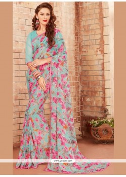 Faux Georgette Print Work Printed Saree