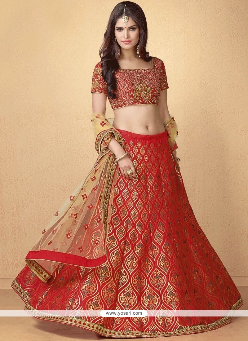 Buy Banarasi Silk Red Lehenga Choli | Wedding Lehenga Choli