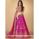 Hot Pink Embroidered Work Banarasi Silk Lehenga Choli