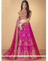 Hot Pink Embroidered Work Banarasi Silk Lehenga Choli