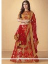 Banarasi Silk Red Embroidered Work Lehenga Choli