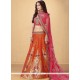 Hot Pink And Orange Banarasi Silk Lehenga Choli