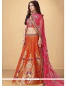 Hot Pink And Orange Banarasi Silk Lehenga Choli