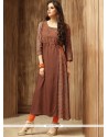 Cotton Brown Print Work Party Wear Kurti