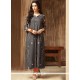 Print Work Grey Cotton Party Wear Kurti