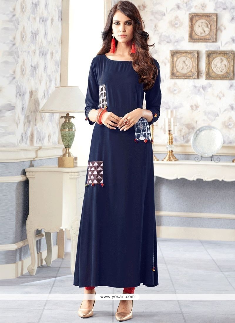 Buy Navy Blue Party Wear Kurti | Party Wear Kurtis