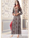 Print Cotton Party Wear Kurti In Grey