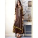 Print Work Cotton Brown Party Wear Kurti