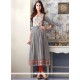 Print Work Grey Cotton Party Wear Kurti