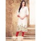 White Print Work Party Wear Kurti