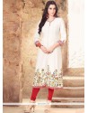 White Print Work Party Wear Kurti