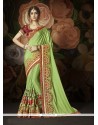 Art Silk Green Patch Border Work Designer Traditional Saree