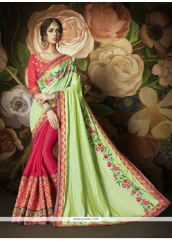 Patch Border Work Art Silk Designer Half N Half Saree