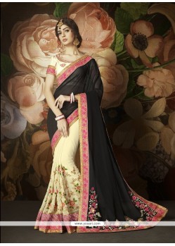 Black And Cream Classic Designer Saree