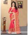 Rose Pink Embroidered Work Classic Designer Saree