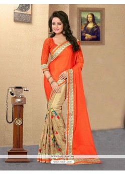 Fancy Fabric Patch Border Work Half N Half Designer Saree